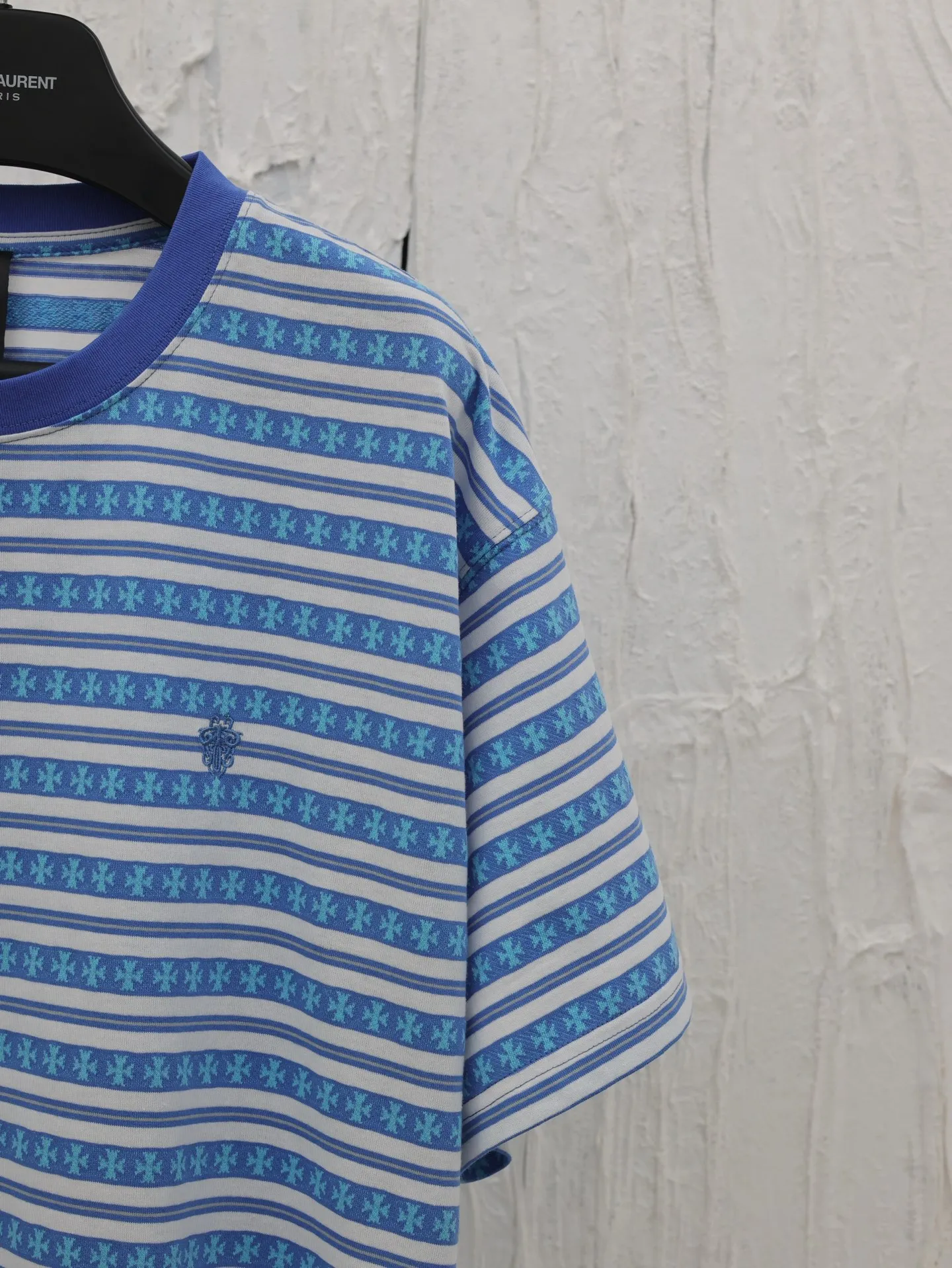 🅿️290 Chrome hearts*/Chrome Hearts 25 new style yarn-dyed full-print short-sleeved T-shirt. The minimum order of yarn-dyed fabric is one thousand meters. The cost is expensive. The embroidery uses imported embroidery machines. Size: S/M/L